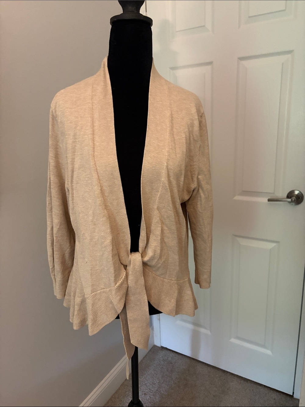 White House Black Market Cream Tie-Front Cardigan Sweater